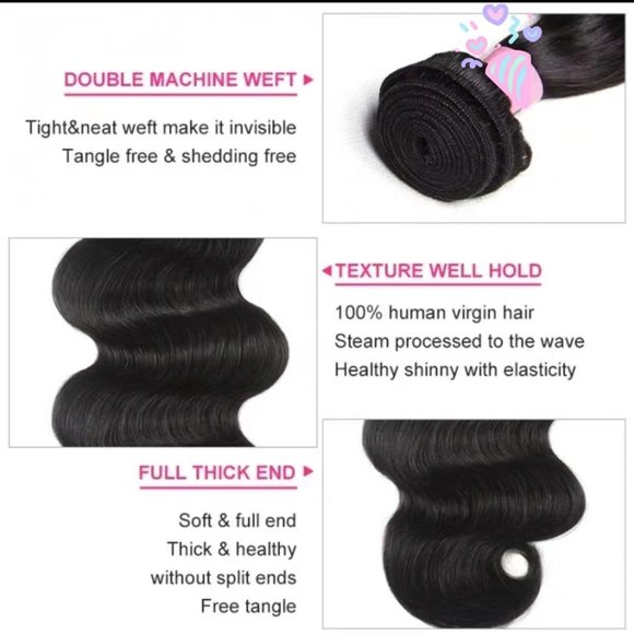 5x5 HD Lace Closure With 4 Bundles Body Wave - Picture 3 of 7